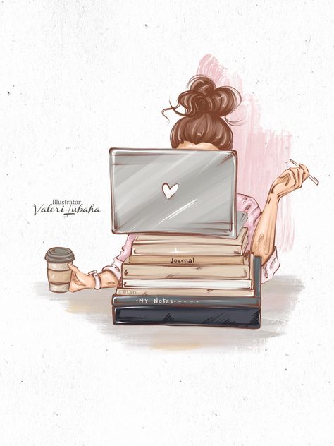 The Office Clipart, Boss Lady Illustration, Rest Illustration, Job Drawing, Woman On The Phone, Laptop Drawing, Laptop Illustration, Boss Lady Planner, Boss Clipart