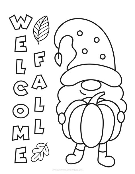 Educational Coloring Pages For Preschool, Preschool Activities Fall Theme, Welcome Fall Coloring Pages, Coloring Pages Fall Free Printables, Pre K Fall Coloring Pages, Fall Theme Coloring Pages, Coloring Fall Pages, Fall Gnome Printables Free, Fall Preschool Coloring Pages