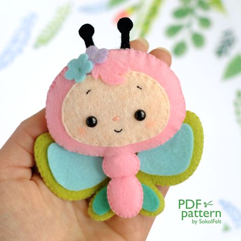 Felt Crafts Diy Sewing Patterns, Felt Butterfly Pattern, Bug Plush, Diy Felt Garland, Felt Turtle, Felt Butterfly, Svg Patterns, Felt Toys Diy, Felt Doll Pattern