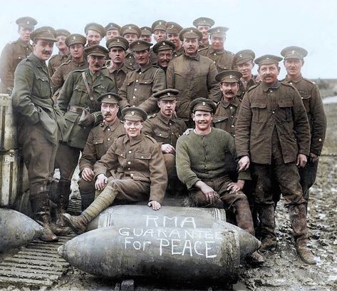 WW1fotohistory on Instagram: “A group of Royal Marine Artillerymen, 63rd (Royal Naval) Division by a dump of 15-inch howitzer shells near Ypres, November 1916. On one of…” Ww1 Photos, Ww1 History, Ww1 British, Ww1 Soldiers, Canadian Soldiers, Liverpool History, Western Front, History Pictures, British Army