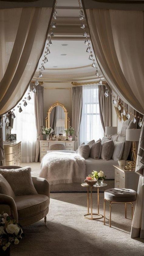 Glamorous Bedroom, Glam Bedroom Decor, Luxury Room Bedroom, Glam Bedroom, Deco Studio, Pretty Bedroom, Elegant Bedroom, Luxury Rooms, Room Makeover Bedroom