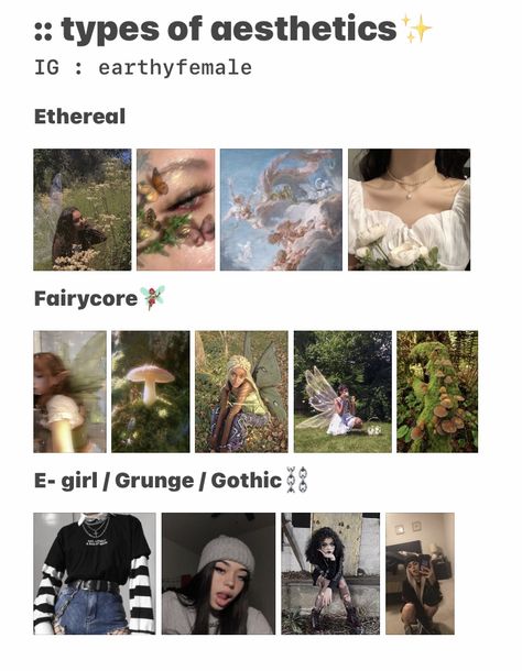 Clothing Aestethic Types, Aesthetic Outfit Style Names, Types Of Cores List, Different Types Of Core Aesthetic, Different Types Of Aesthetic Cores, Types Of Female Aesthetics, Eight Core Style Aesthetic Types, Different Kinds Of Aesthetic Cores, Types Of Instagram Aesthetics