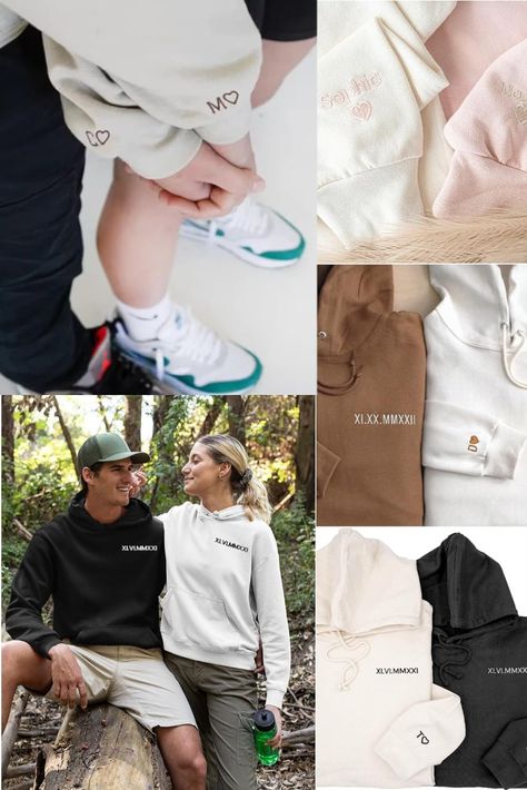 GODMERCH Custom Embroidered Roman Numeral Hoodies, Matching Hoodies For Couples, Custom Hoodies For Boyfriend With Initial Heart Hoodies For Boyfriend, Hoodies For Couples, Matching Hoodies For Couples, Couples Custom, Matching Hoodies, Matching Sweaters, Gifts For Boyfriend, Personalized Hoodies, Roman Numeral