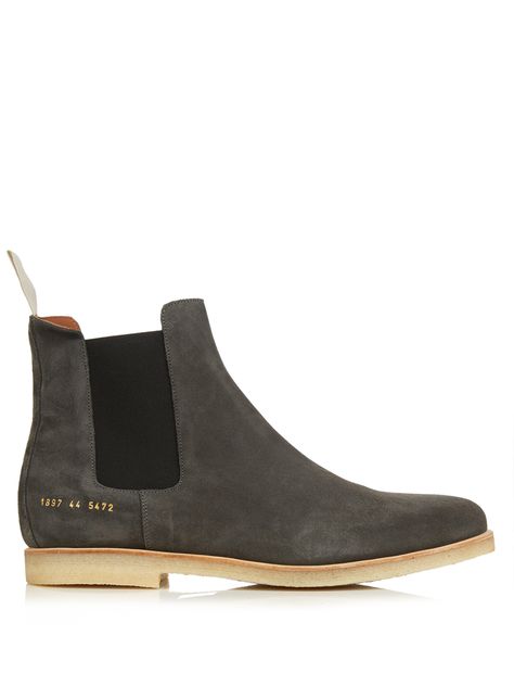 Suede Chelsea Boots - Black - Common Projects Boots Balenciaga Speed Trainers, Mens Suede Boots, Suede Shoes Men, Black Moccasins, Zanotti Sneakers, Chelsea Boots Mens, Golden Goose Superstar, Balenciaga Speed Trainer, Botas Chelsea