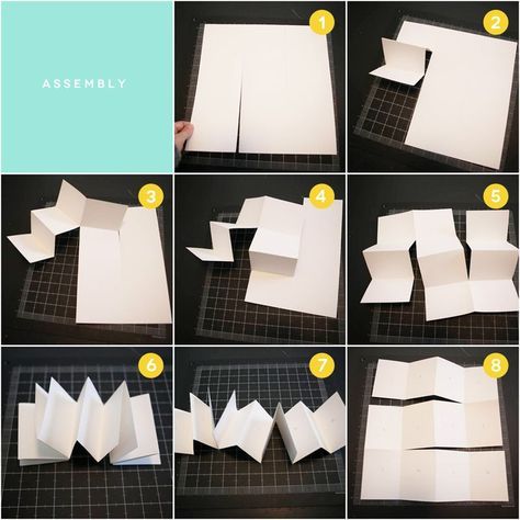 Easy 12x12 paper accordion book Tutorial.  I keep forgetting how to do this and have to waste a sheet of paper to re-remember it. Paper Accordion, Accordian Book, Mini Albümler, Book Tutorial, Tutorial Origami, Accordion Book, Origami Box, Up Book, Handmade Book