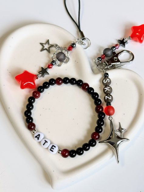 Made to order Stray Kids glass beaded bracelet inspired by their next comeback and album, ATE. Happy to customize, just message me! Skz Jewelry Diy, Straykids Bracelet Ideas, Stay Bracelet Skz, Diy Bracelet Ideas Beads, K Pop Bracelet Ideas, Skz Bracelet Ideas, Stray Kids Bracelet Ideas, Skz Bracelets, Stray Kids Jewelry