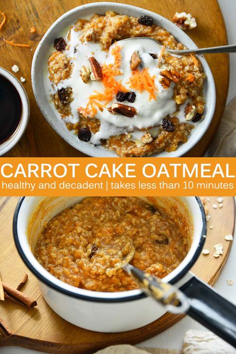 Oatmeal Recipes Carrot Cake, Dessert Oatmeal Bowl, Apple Carrot Oatmeal, Unique Oatmeal Recipes, Oatmeal For Lunch Recipes, Carrot Cake Protein Oatmeal, Oatmeal Carrot Apple Cake, Carrot Cake Oatmeal Cups, Mango Oatmeal Recipes