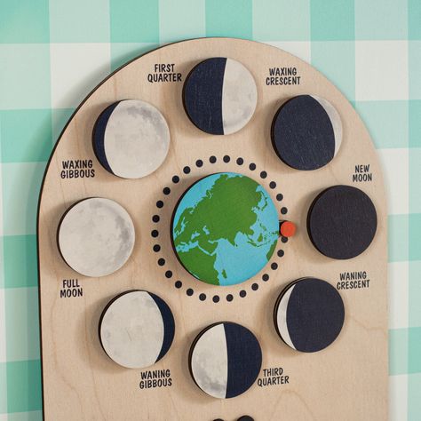 Cycle Painting, Wooden Moon, Kids Learning Toys, Moon Phase Calendar, Lunar Moon, Lunar Phases, Wooden Toys For Toddlers, Montessori Educational Toys, Moon Calendar