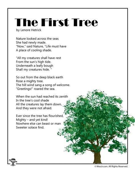 Arbor Day Poems for Kids | Woo! Jr. Kids Activities Rainforest Facts For Kids, Poems English, Rainforest Facts, Poetry Comprehension, Poem For Kids, Nature Poems, Tree Poem, Simple Poems, Poems For Kids