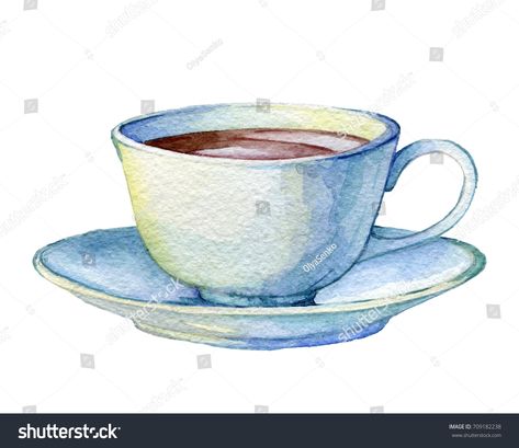 Watercolor Tea Cup, Watercolor Teacup, Tea Cup Drawing, Cup Watercolor, Cup Drawing, Watercolor Tea, Cup Illustration, Coffee Saucer, Friend Painting