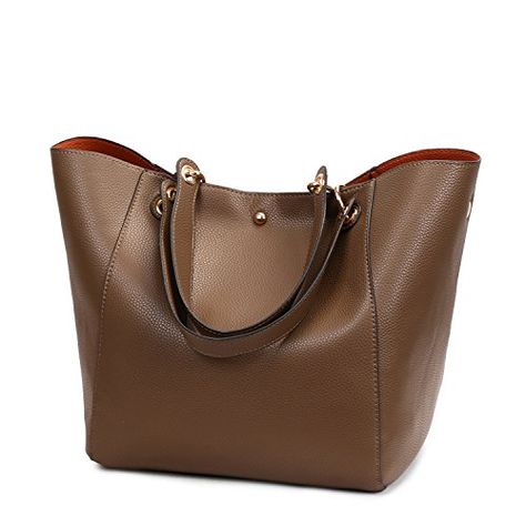 Obosoyo Womens Waterproof Handbags ladies Synthetic Leather Tote Shoulder Bags Fashion Travelling Mommy Soft Hot Coffee -- You can get more details by clicking on the image. (This is an affiliate link) Big Handbags, Pu Bag, Leather Shoulder Bags, Shoulder Bags For Women, Leather Bucket Bag, Big Bags, Casual Tote, Women Bag, Womens Tote