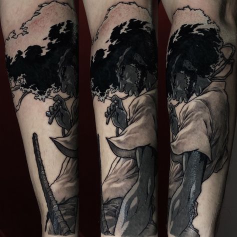 Afro Samurai Tattoo, Afro Samurai, Samurai Tattoo, Tattoo Ink, Tattoo Inspo, Tattoo Idea, Tattoo Sketches, Ink Art, Sleeve Tattoos