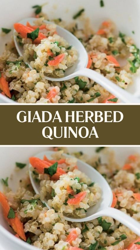 Giada Herbed Quinoa Giada Salad, Salmon And Quinoa Recipes, Salmon Basil, Herbed Quinoa, Quinoa Salmon, Basil Quinoa, Salmon Quinoa, Giada Recipes, Flaked Salmon