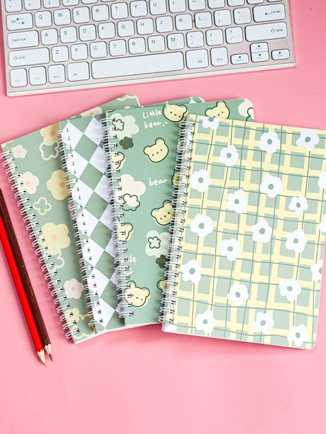 Kawaii Stationery Notebooks, Notebooks Aesthetic, Pink Pattern Background, Paper Spiral, Cute Spiral Notebooks, Aesthetic Notebook, Pretty School Supplies, Stationery Obsession, Notebook Cute