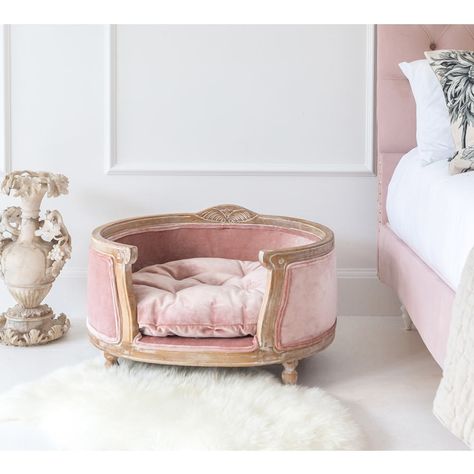 Posh Pooch Pink Pet Bed | Pink Dog Bed Camilla Frances, Wood And Upholstered Bed, Pink Dog Beds, Dog Bedroom, Cute Dog Beds, Pink Pet, Pink Luxury, French Bed, Luxury Mattresses