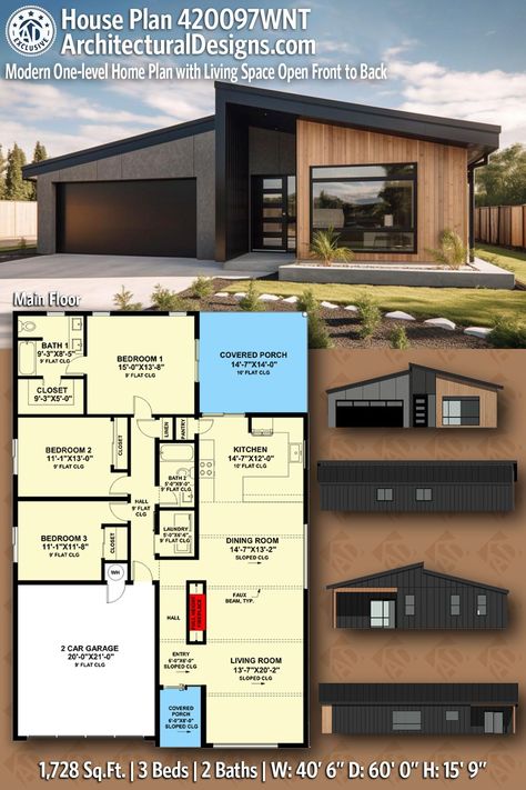 2 Bed Modern House Plan, Modern Cheap House Design, Modern One Floor House Design, 3 Bedroom Two Bath House Plans, Modern House Plan 3 Bedroom, Three Bedroom All Ensuite House Plan, 3 Bedroom Home Design, Modern House And Floor Plan, 3 Bedroom One Floor House Plans