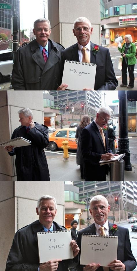 Matt asked them how long they've been together and what they love about one another, during Seattle's first day of marriage equality. Let The Right One In, Elderly Quote, Law Essay, Divorce Law, Elderly Couples, Marriage Equality, Same Love, Romantic Things, Gay Marriage