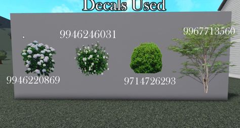 Decal Tree Bloxburg, Bloxburg Plants, Plant Decals Bloxburg, Plant Decals, Bloxburg Town, Bloxburg Outfits, Roblox Decals, Bloxburg Houses, Bloxburg Builds