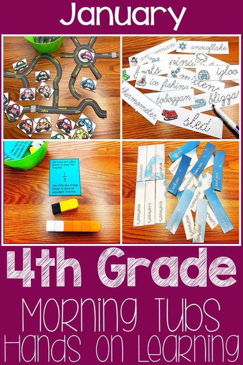 January Morning Tubs are fun and engaging for your second grade students.  These hands-on activities will have your students excited to arrive to school each morning. Students will complete ELA, Math, Fine Motor, and Critical Thinking activities. Third Grade Stem Activities, Critical Thinking Skills Activities, Stem Activities Elementary, Start Morning, 4th Grade Multiplication, 4th Grade Activities, Stem Bins, Elementary Stem, Elementary Stem Activities