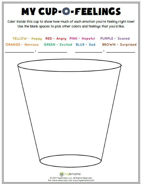 My Cup-O-Feelings (+ES) | Therapy activities, Counseling activities, Social emotional skills Health Activities, School Social Work, Therapeutic Activities, Counseling Activities, Child Therapy, Art Therapy Activities, Social Emotional Skills, Counseling Resources, Play Therapy