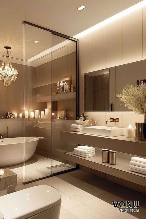 15 Elegant Bathroom Makeover Ideas for Every Home – VQNU Full Washroom Design, Hotels Bathroom Design, Bathroom Hotel Luxury, Rest Room Design Bathroom, Large Bathroom Ideas Master Suite, Bathroom Hotel Design, Hotel Bathroom Ideas, Luxury Primary Bathroom, Spa Like Bathroom Ideas