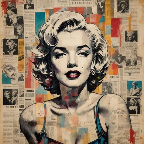 Masterpiece, ink sketch, Marilyn Monroe, she is shy, portrait, colorful background, newspaper parts on the wall behind her, retro style, wat... - AI Generated Artwork - NightCafe Creator Background Newspaper, Splash Screen, Rule Of Thirds, Colorful Background, Ink Sketch, Text Art, Online Painting, Painting Photos, Cool Artwork