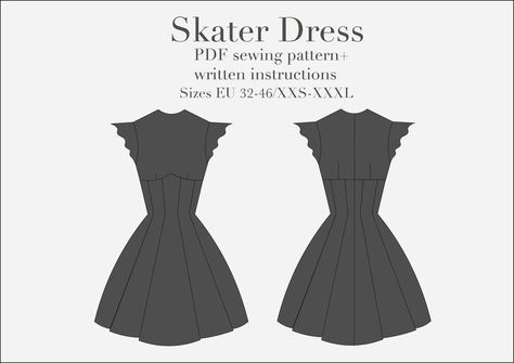 Skater Dress PDF Sewing Pattern, Sizes XXS-XXXL Skater Dresses Pattern, Couture Mode, Adobe Acrobat, Sewing Design, Diy Sewing Clothes, Clothes Sewing Patterns, Fashion Sewing Pattern, Sewing Pattern Sizes, How To Make Clothes