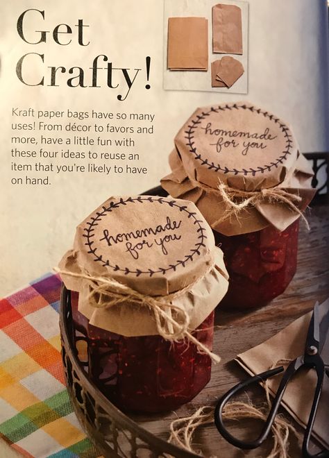 Kraft paper bag jar toppers. Add your own decorative detail and message Jar Toppers, Jam Jar Labels, Diy Food Gifts, Label Mockup, Farm Gate, Christmas Food Gifts, Christmas Vibe, Crafty Gifts, Jar Diy