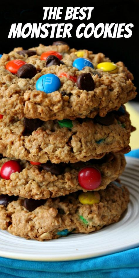 Cookie Recipes Monster Cookies, Monster Breakfast Cookies, Monster Cookies Oatmeal, Monster Cookies Recipe Gluten Free, Crumble Monster Cookie Copycat Recipe, Large Monster Cookies, Monster Cookies With Pretzels, Monster Cookies With Raisins, Original Monster Cookies Recipe