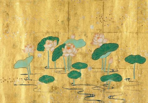 An illustration of the Lotus Sutra. Kamakura Period, Lotus Sutra, Buddhist Scriptures, Medieval Manuscripts, Illustrated Manuscript, Mahayana Buddhism, Japanese History, Buddha Painting, Lotus Flowers