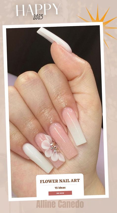 Nails Acrylic Flowers Simple, Light Pink Nails With Flowers, Nails Acrylic Flowers, Spring Nails 2023 Gel, Nails 2023 Gel, Spring Nails 2023, Nail Board, Wow Nails, Light Pink Nails