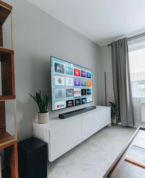 Tv Setup Bedroom, Tv Setup Living Room, Modern Apartment Living Room, Living Room Setup, Tv Room Design, Dream Apartment Decor, Apartment Living Room Design, Future Apartment Decor, Iptv Subscription