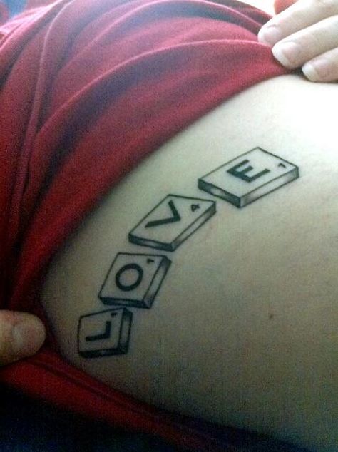 #Scrabble #Love #Tattoo #ScrabbleLove Scrabble Piece Tattoo, Scrabble Tattoo Ideas, Scrabble Tattoo, Interesting Accessories, Cute Foot Tattoos, Wörter Tattoos, Unique Tattoos For Men, Favorite Tattoos, Videos Hd