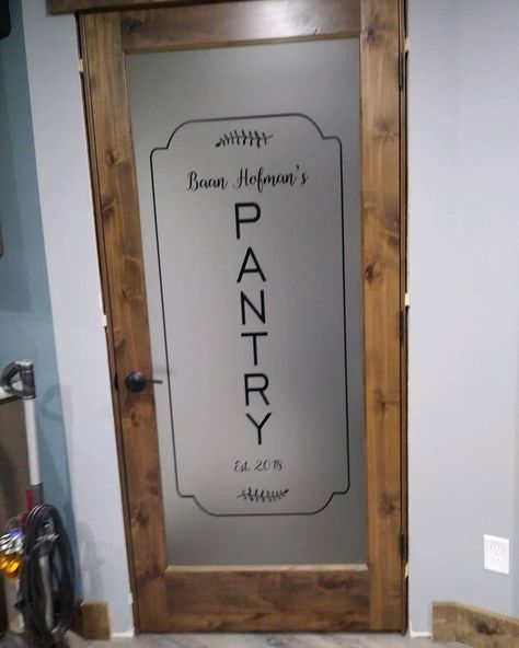 @walldecorplus posted to Instagram: This plain frosted glass pantry sure \"perked up\" with this #customized #decal!! Don't you agree? Contact us for your custom requests! . . #wallstickers #walldecals #kitchendecor #farmhousekitchen #pantrydoor #vinyllettering #walldecor #homedecoration #interiordesign Full Glass Door, Pantry Door Decals, Kitchen Wall Quotes, Kitchen Decal, Storage Door, Pantry Decor, Glass Pantry Door, Kitchen Decals, Glass Pantry