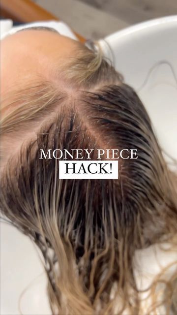 Small Money Piece Hair Blonde, Mini Money Piece Hair, Money Piece Ponytail, Vibrant Money Piece Hair, Money Piece Hair Medium Length, Moneypiece Bangs, At Home Money Piece Hair, Money Piece Diy, Money Piece Tutorial