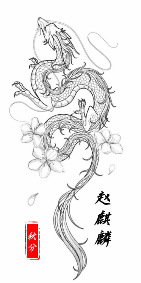 Dragon Tattoo Outline, Dragon Tattoo Stencil, Asian Dragon Tattoo, Dragon Tattoo Art, Chinese Dragon Tattoos, Dragon Sleeve Tattoos, Dragon Tattoo For Women, Spine Tattoos For Women, Tattoo Style Drawings