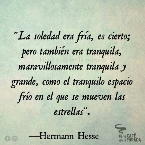 "La soledad era fría, es cierto ; pero también era tranquila, maravillosamente tranquila y grande, como el espacio frío en el que se mueven las estrellas".  Herman Hesse Herman Hesse, Longing Quotes, Hermann Hesse, Cool Books, Different Quotes, Inspirational Phrases, Love Phrases, Poetry Words, Deep Words