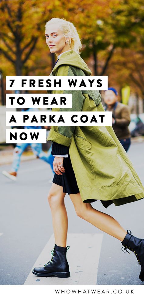 We uncovered some great street style looks that revolve around the parka coat. Oversized Parka Outfit, Parka Jacket Outfit Winter, Brown Parka Outfit, Khaki Parka Outfit, Long Parka Outfit, Parka Coat Outfit, Parka Street Style, Black Parka Outfit, Parka Outfits