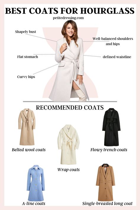 Hourglass Elegance: Flattering Coats for Your Gorgeous Curves! Hourglass Spring Outfits, Hourglass Outfits Summer, Soft Hourglass Body Shape, Hourglass Casual Outfits, Hourglass Outfit Ideas, Hourglass Figure Outfits Casual, Petite Hourglass Outfits, Larger Bust Outfits, Hourglass Body Shape Fashion