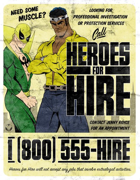 Heroes For Hire Sci Fy, Luke Cage Marvel, Iron Fist Marvel, Heroes For Hire, Marvel Knights, Geek Girl, Power Man, Luke Cage, Marvel Comics Art