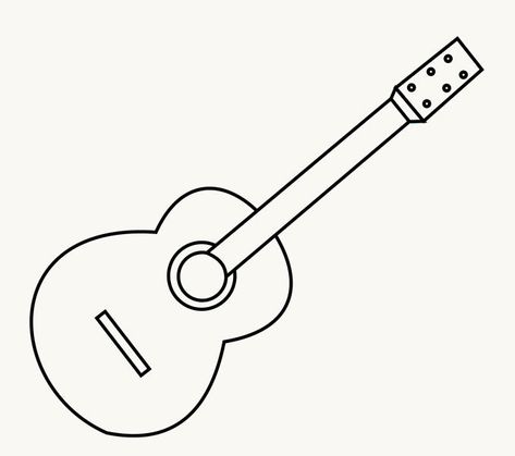 How to Draw Guitar: Step 9 Guitar Draw, Draw A Guitar, Guitar Outline, Guitar Sketch, Simple Guitar, Super Coloring Pages, Guitar Drawing, Music Drawings, Guitar Painting