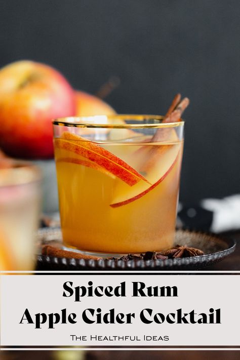 Rum Cider Cocktail, Apple Cider And Rum Drinks, Spiced Rum Halloween Drinks, Rum And Apple Cider Drinks, Apple Spice Cocktail, Spiced Apple Cocktail, Spiced Rum Fall Cocktails, Rum Apple Cider Cocktail, Apple Cider Spiced Rum Cocktail