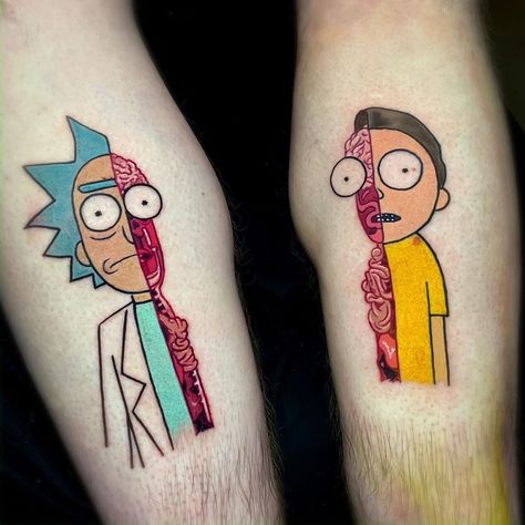 Rick And Morty Tattoo, Dibujos Toy Story, Tattoo Uk, Usa Tattoo, Rick And Morty Poster, Uv Tattoo, M Tattoos, Couple Tattoos Unique, Marvel Tattoos