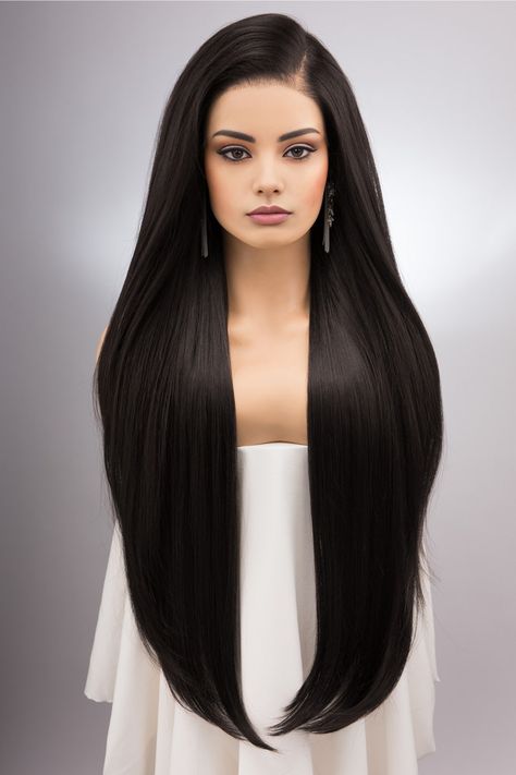 Long straight black hair