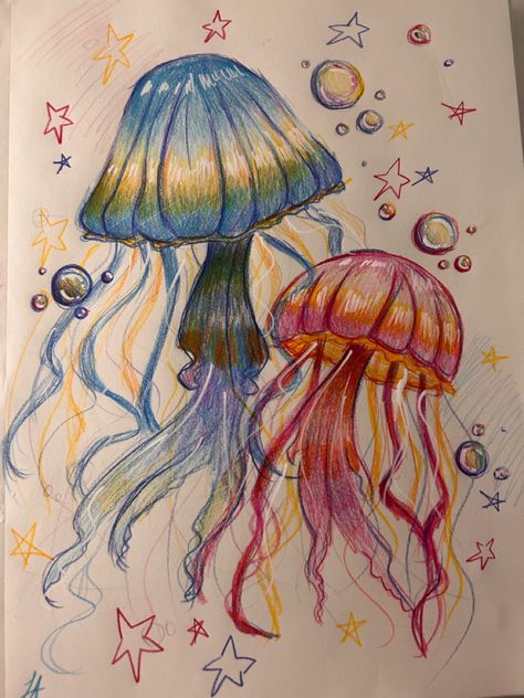 #art #jellyfish Pencil Art Drawings Jellyfish, Jellyfish Reference Photo, Jellyfish Sketch Simple, Jellyfish Drawing Tutorial, Jellyfish Fairy, Cute Jellyfish Drawing, Jellyfish Drawing Easy, Jellyfish Woman, Jellyfish Drawing Simple