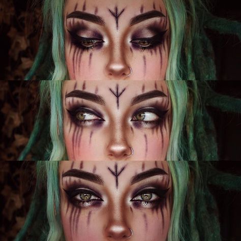 Elven Makeup, Witch Shoot, Bruja Halloween, Pagan Handfasting, Viking Makeup, Witchy Makeup, Smokey Eye Makeup Steps, Bright Eye Makeup, Makeup Pictorial