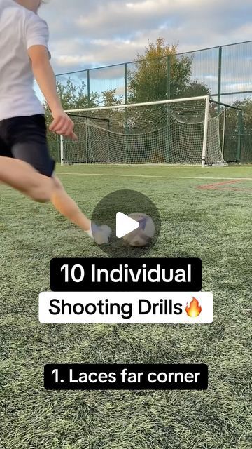 ElevatePerformance on Instagram: "10 Individual Shooting drills for Footballers🔥  Here’s 10 shooting drills that footballers can do individually! All of these drills work on a different aspect of finishing but can be equally as effective at sharpening your technique💪🏻  With all of these drills, I like to perform 6-10 reps on one foot before repeating on the other side! Make sure to perform them at a high intensity and make them as match-realistic as possible⚽️  #football #soccer #footballtraining #soccertraining #footballdrills #soccerdrills #finishingdrills #shootingdrills #finishing" Soccer Individual Training, Football Footwork Drills, Soccer Ladder Drills, Individual Soccer Drills, Finishing Drills Soccer, Soccer Finishing Drills, Dribbling Drills Soccer, Shooting Drills Soccer, Soccer Defense Drills