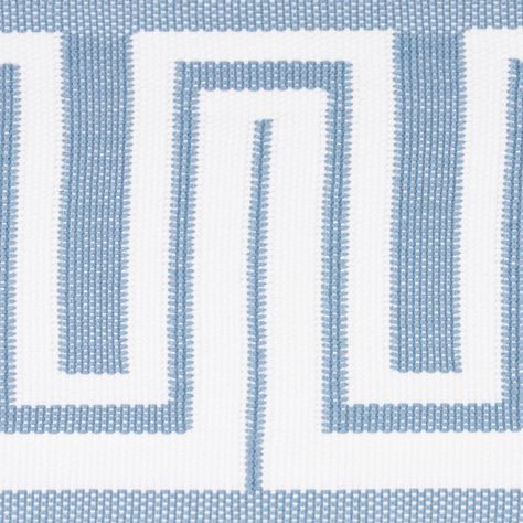 Zeus Indoor/Outdoor Tape - Sky Trims | Schumacher Veranda Magazine, Mary Mcdonald, Hospitality Projects, Key Design, Greek Key, Roman Shades, Fabric Collection, Great Rooms, Indoor Outdoor