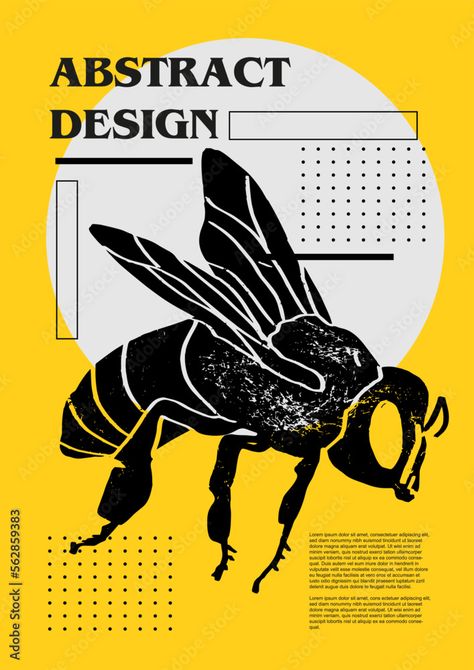 Bee. Vector poster with insects. Engraving illustrations and typography. Background images for cover, banner Stock Vector | Adobe Stock Insect Poster Design, Insect Graphic Design, Insect Typography, Bee Poster Design, Bee Typography, Wasp Illustration, Bee Graphic Design, Typography Background, Bee Poster