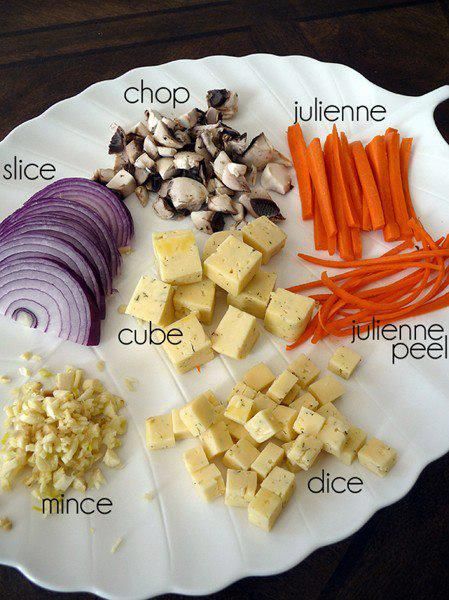 Chop, mince, dice, slice, julienne, julienne slice, cube Resep Sushi, Different Types Of Food, Cooking Beets, Resepi Ayam, Culinary Classes, Ayam Bakar, Kitchen Skills, Cooking 101, Cooking Guide